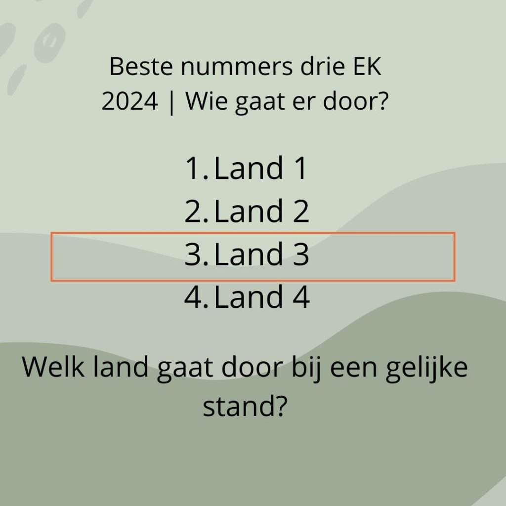 Hoe worden de beste nummers drie uit iedere EK poule bepaald?