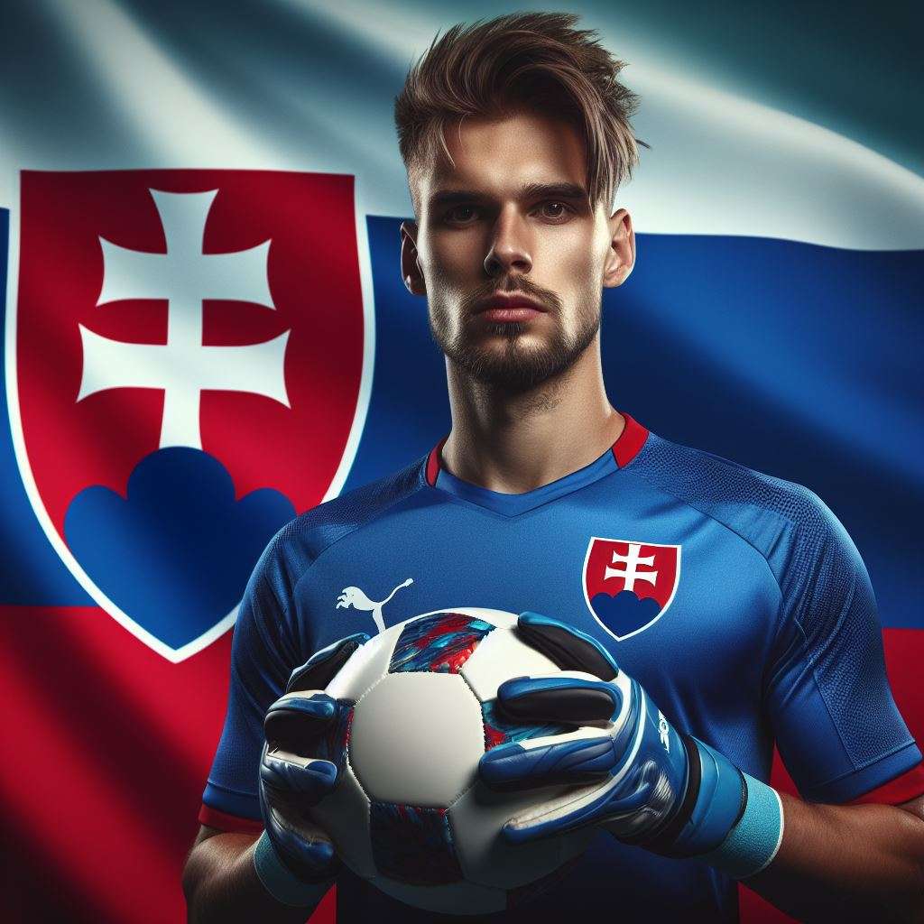Voetballer van Slowakije in het shirt van het Slowaakse nationale elftal voor het EK 2024